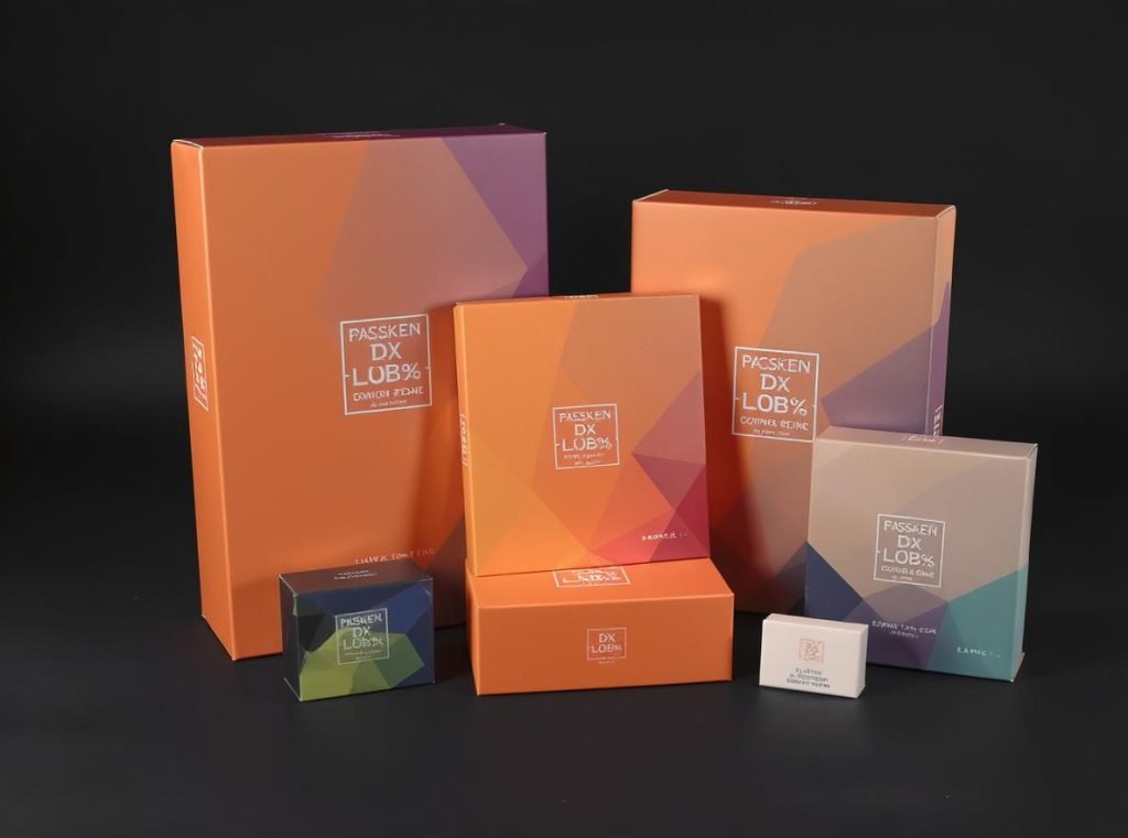 Brand consistency across different custom box sizes showing uniform design elements