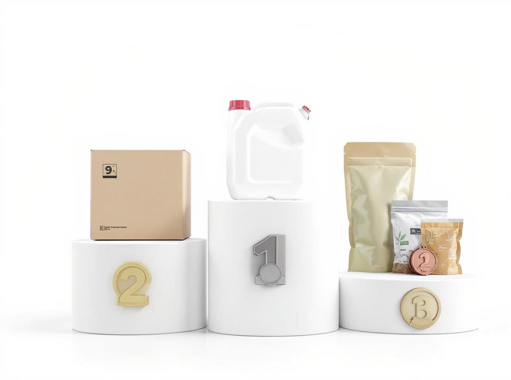 Packaging materials comparison showing corrugated boxes ranking first in sustainability