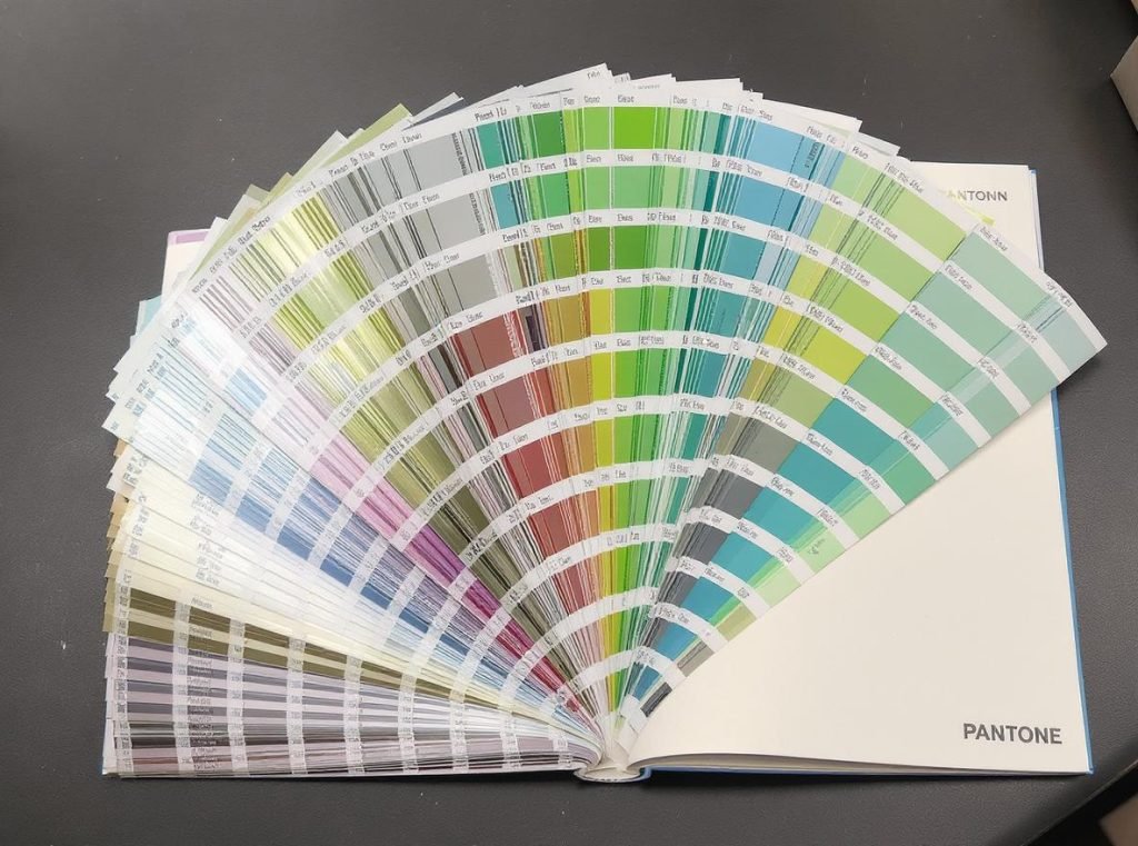 Pantone color matching system with corrugated boxes showing precise brand color reproduction