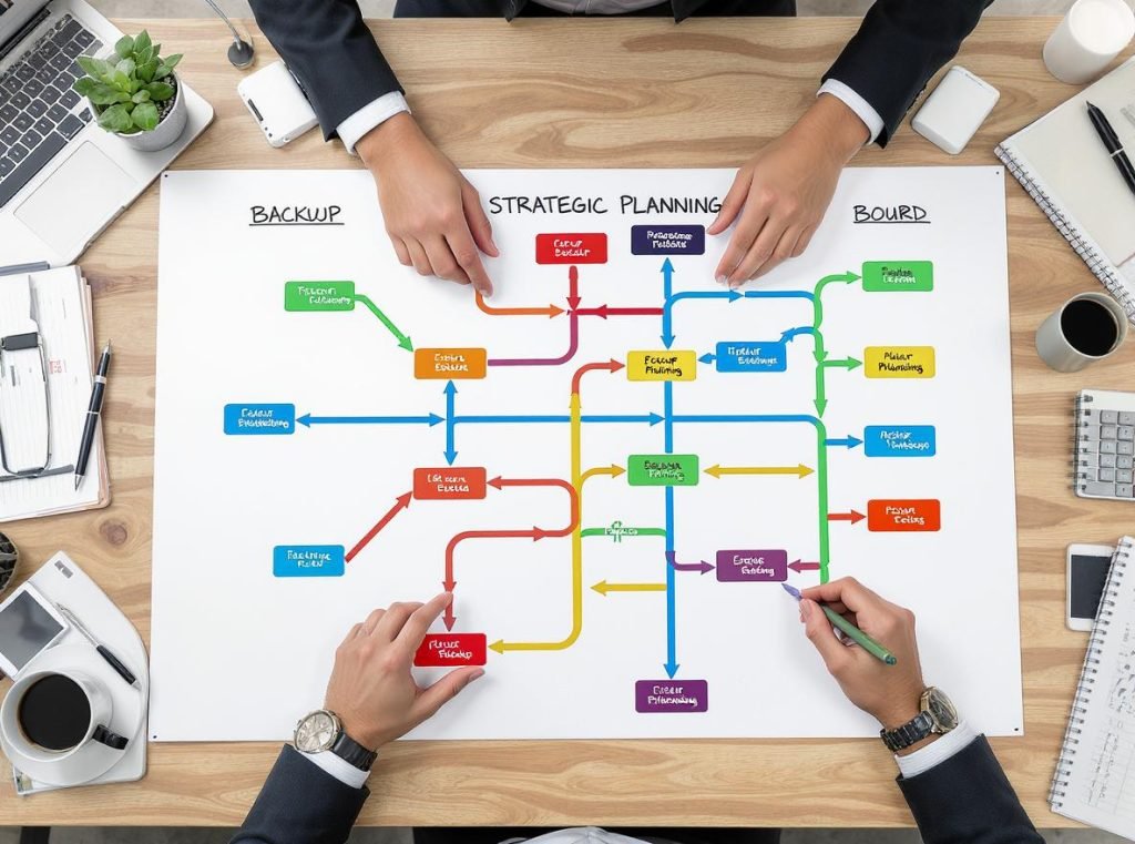 Strategic planning board showing holiday disruption mitigation strategies