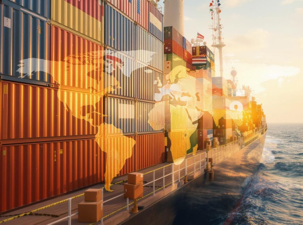C-series boxes prepared for international shipping on cargo vessel with global destinations