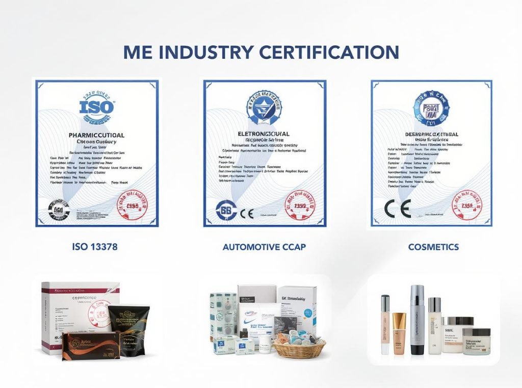 Industry specific packaging certifications pharmaceutical automotive electronics