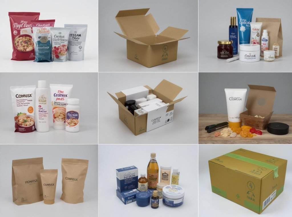 Various industries using custom sleeve packaging including food, cosmetics, and electronics