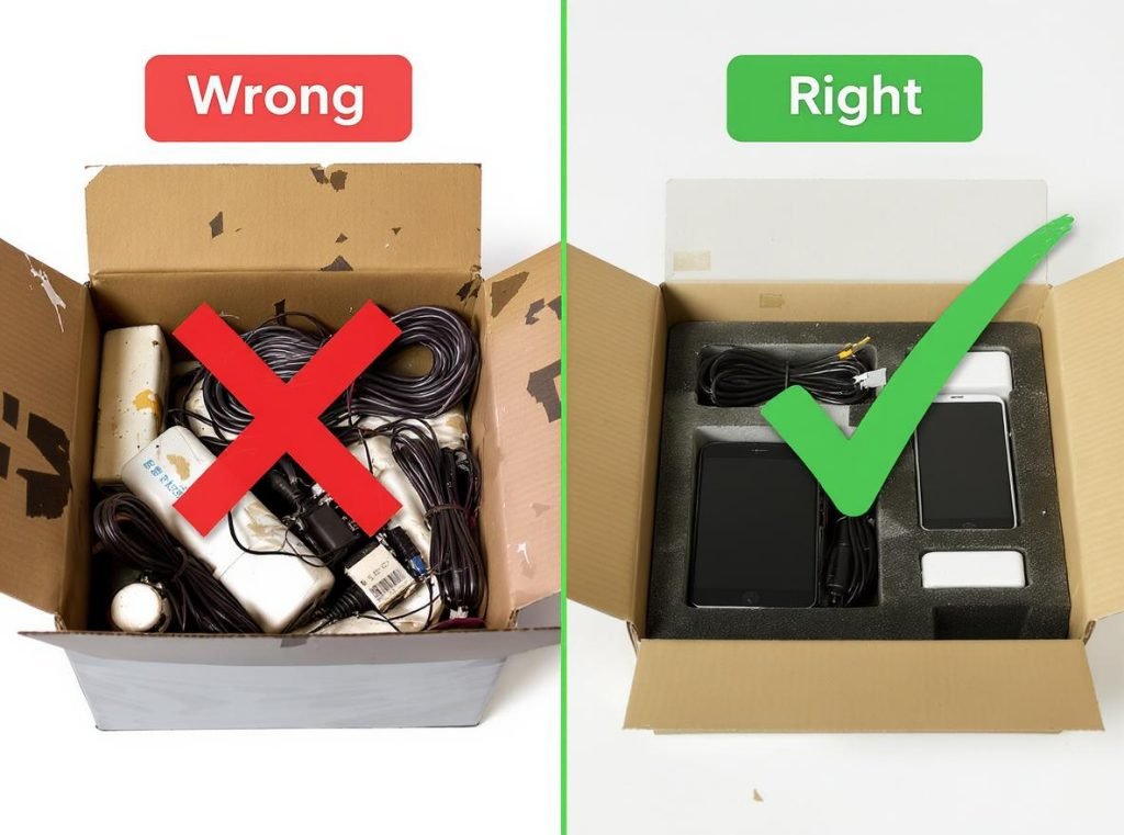 Common electronics packaging mistakes versus correct packaging methods comparison