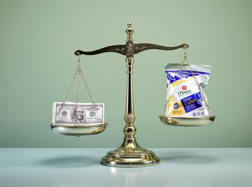 Balance scale showing cost versus protection considerations in custom box selection