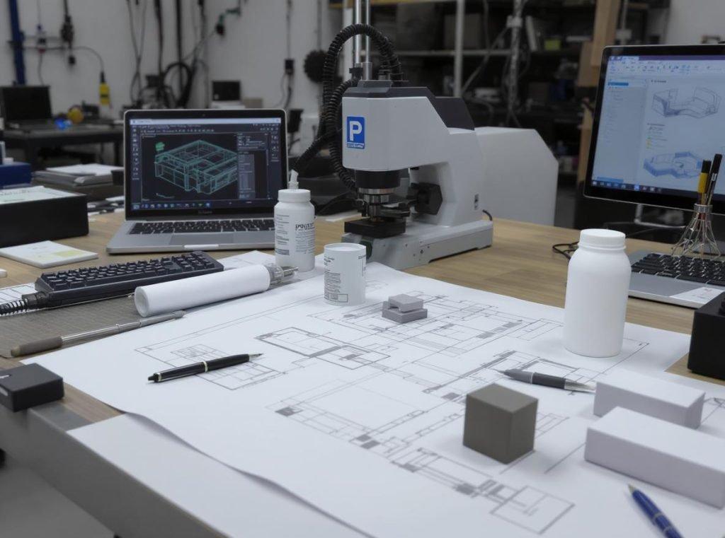 Custom packaging design process including CAD drawings and engineering testing