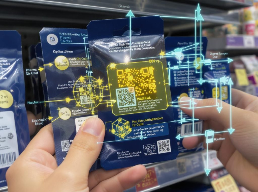 Product packaging showing optimal QR code placement for customer accessibility and scanning