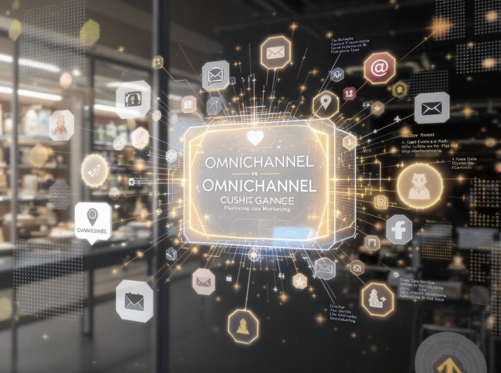 Omnichannel marketing integration showing seasonal packaging across social media, email, and retail channels