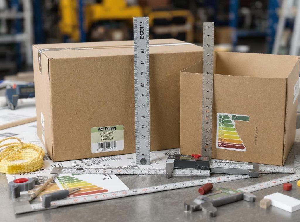 Technical specifications and ECT ratings for triple wall corrugated box selection