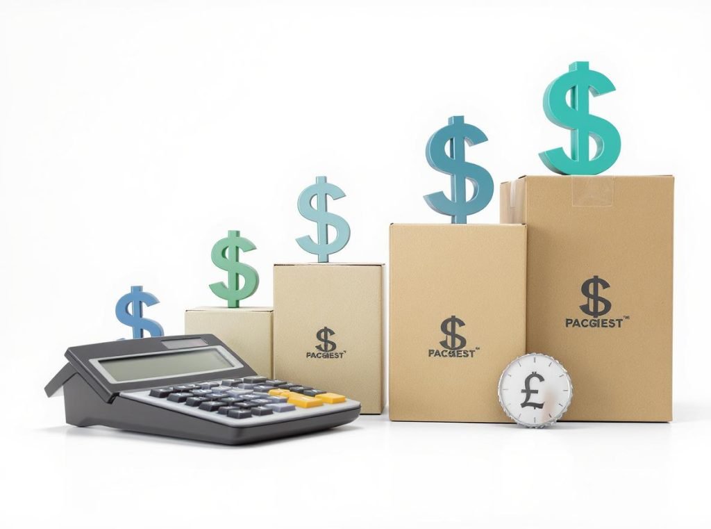 Cost factors for custom color corrugated boxes including printing complexity and volume
