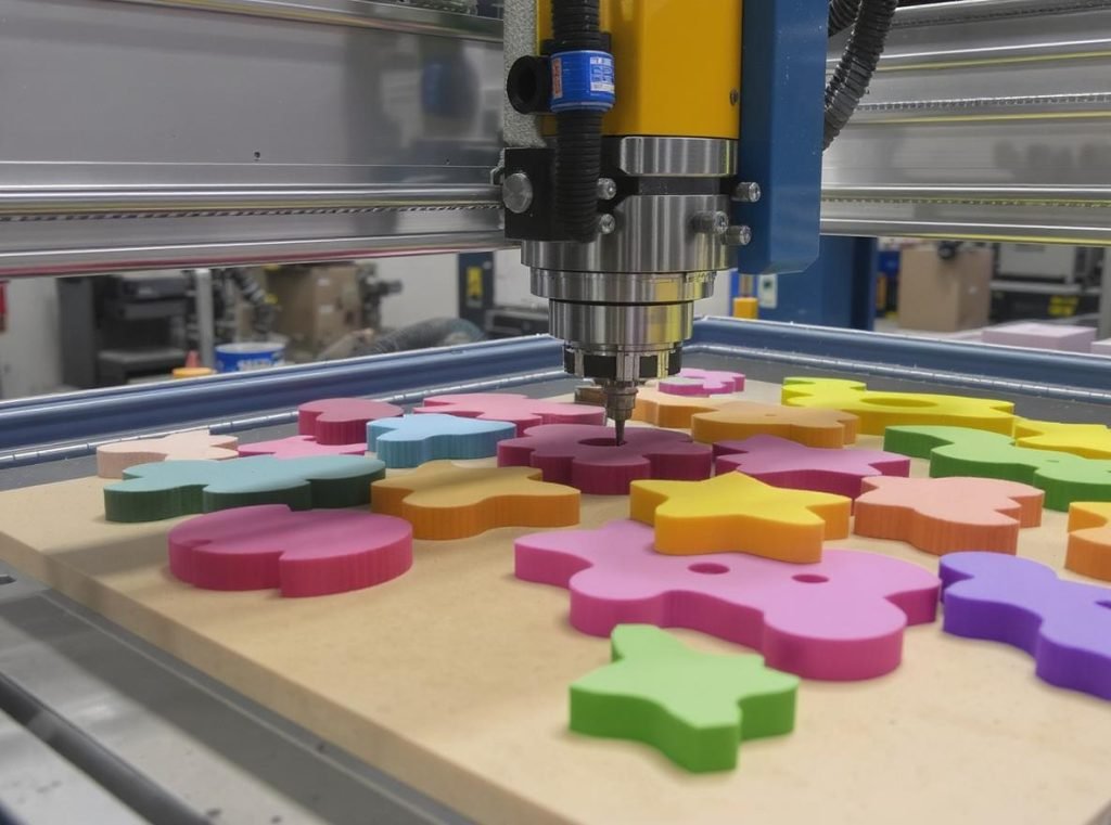 CNC router cutting custom foam inserts with precision
