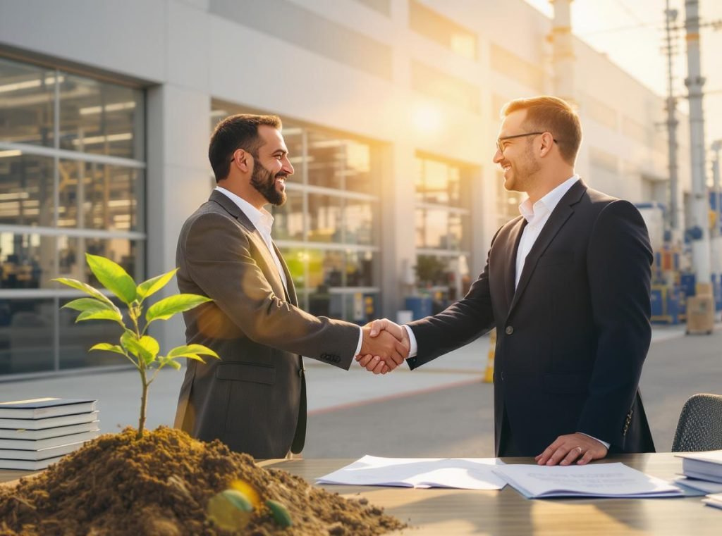Business partnership handshake representing long-term supplier relationships