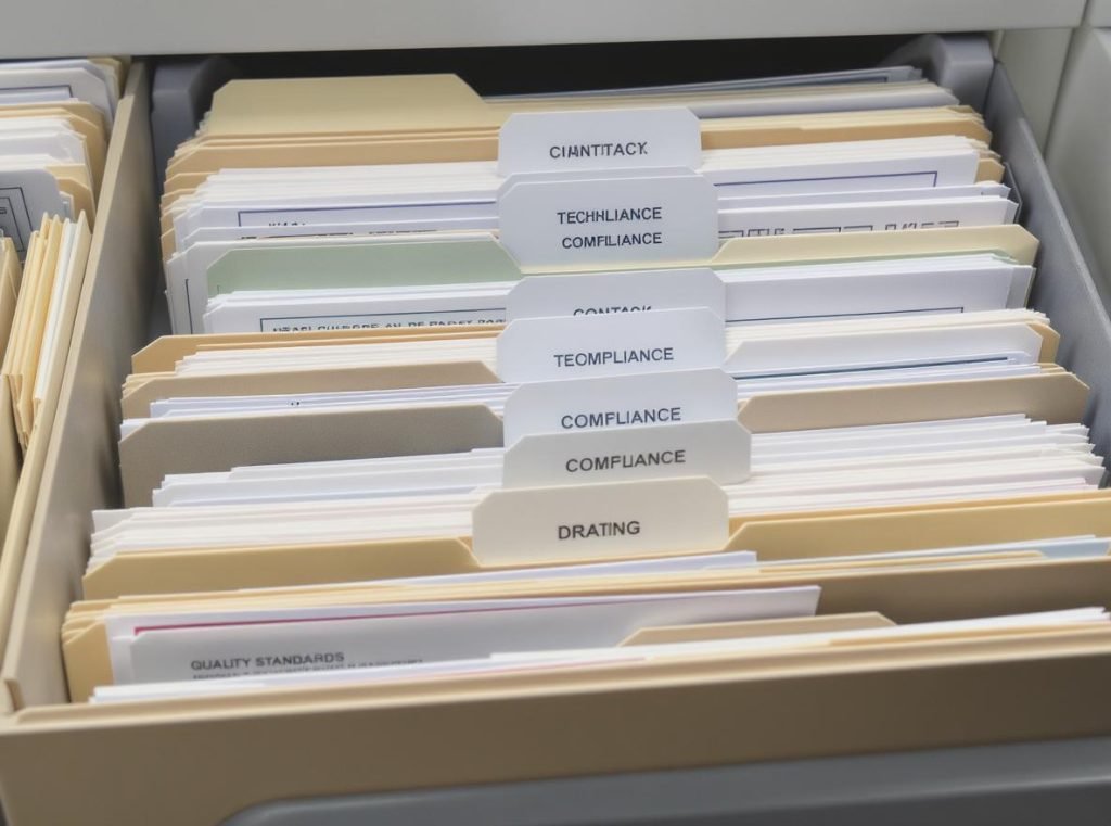 Organized technical documentation and compliance certificates for RFQ submission