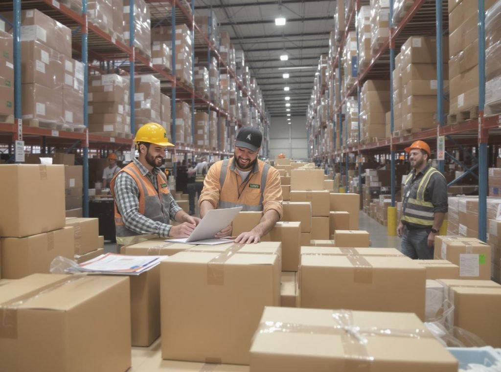 Properly organized cardboard box warehouse showing best practices and mistake prevention