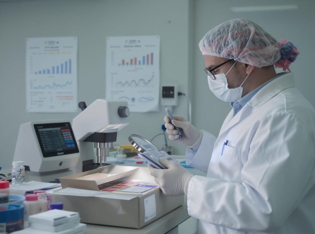 Quality inspector examining packaging samples during cost reduction quality control process