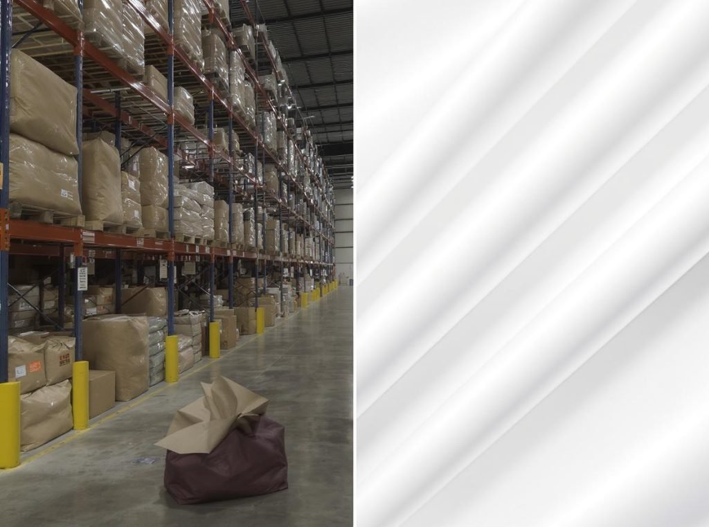 Application comparison showing industrial brown kraft paper sacks and premium white kraft retail packaging