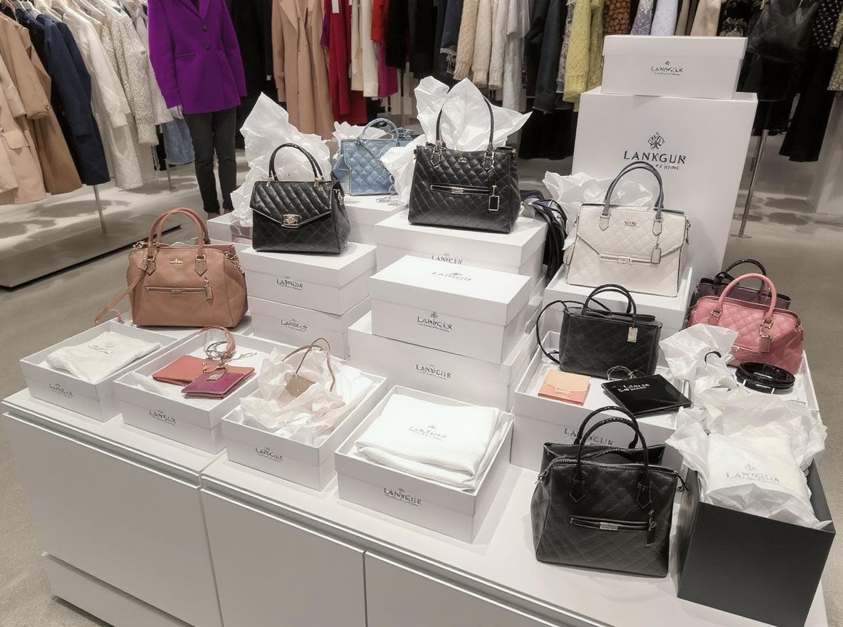 Fashion accessories in branded collapsible rigid boxes showing luxury retail packaging solutions