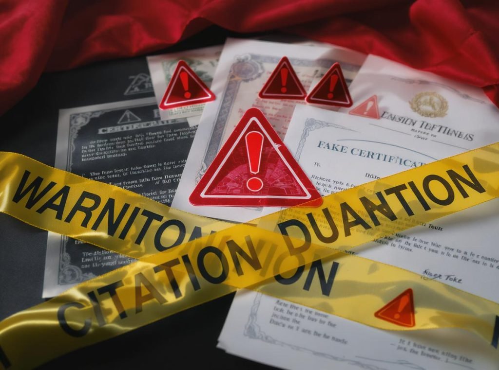 Warning red flags and symbols indicating suspicious packaging manufacturer practices to avoid