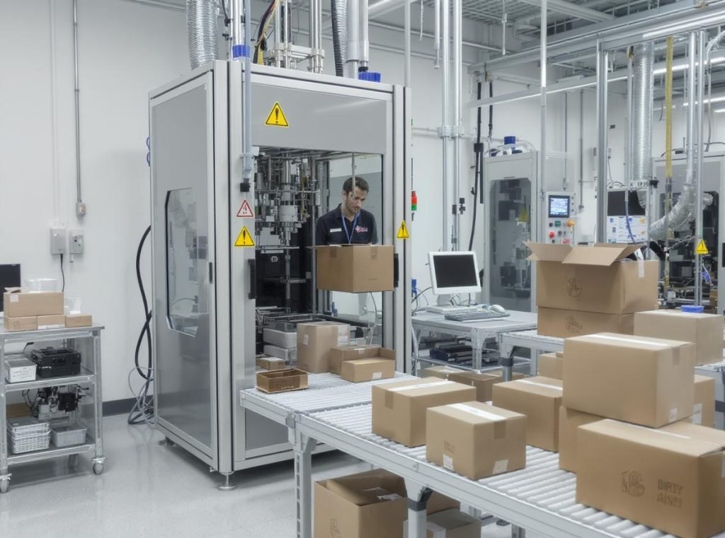 Professional ISTA packaging testing laboratory with drop test equipment for custom boxes