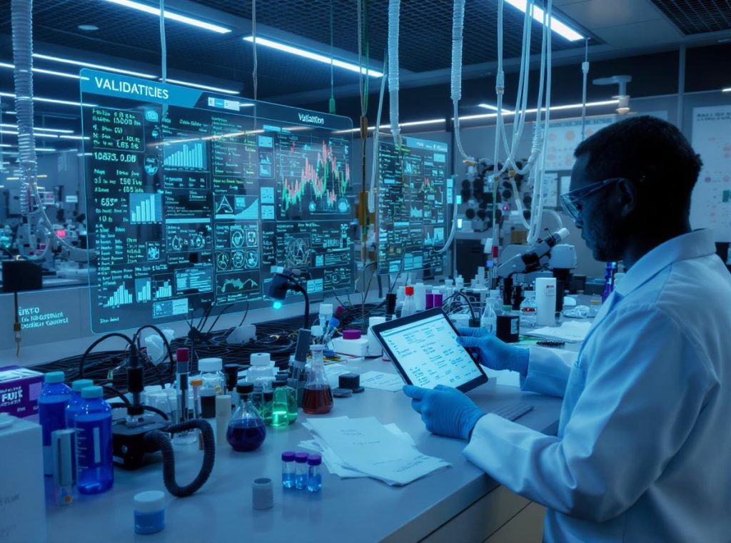 Food packaging testing and validation laboratory with quality control equipment
