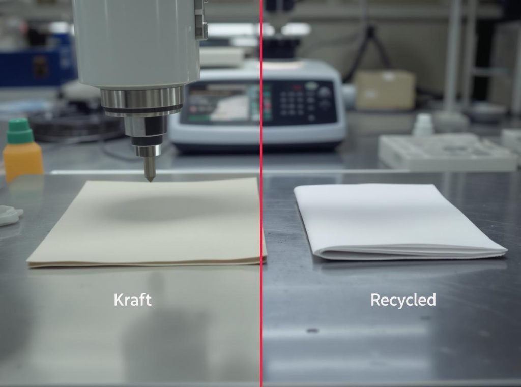 Laboratory comparison testing kraft paper performance against alternative liner materials