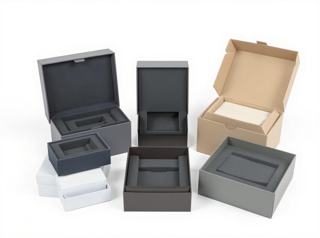 Different rigid box styles integrated with foam inserts