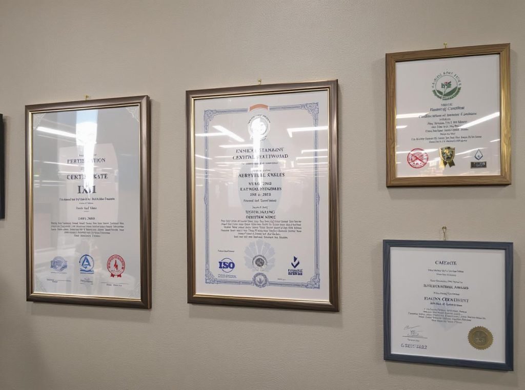 International certification plaques and quality standards for packaging manufacturers