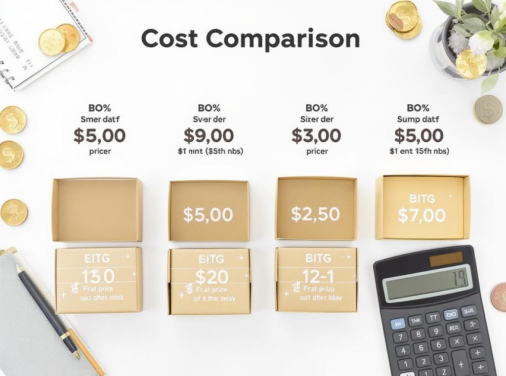 Cost comparison chart for different kraft printing methods