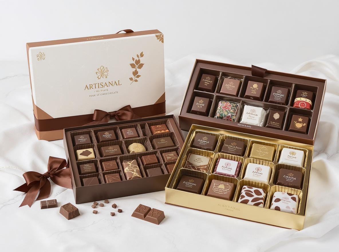 Gourmet food products in custom book style rigid boxes with food-safe materials