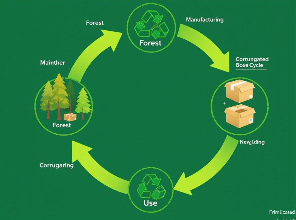 Corrugated box lifecycle showing circular economy and sustainability benefits