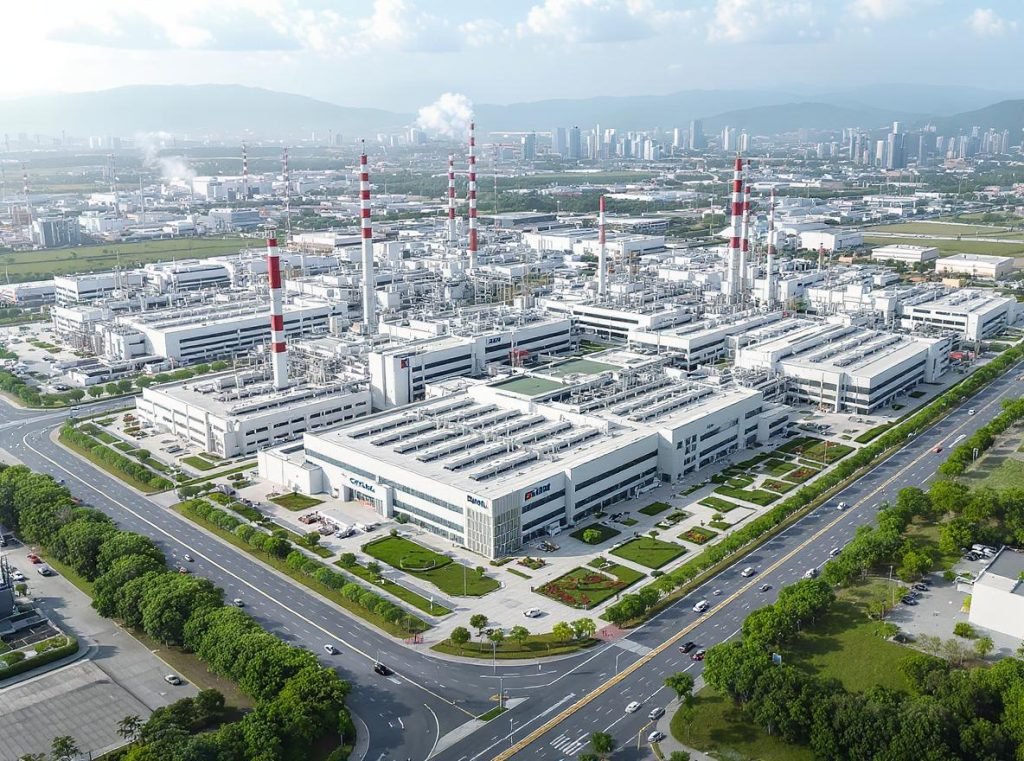 Modern Chinese manufacturing industrial park showing advanced facilities and infrastructure development