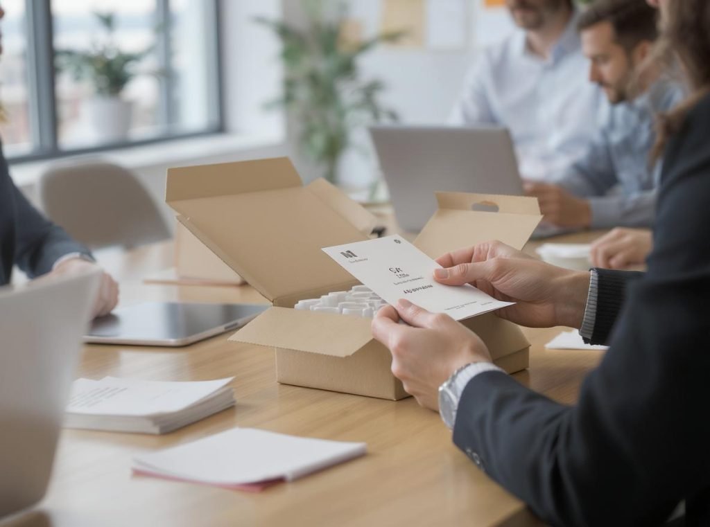 Professional packaging consultation showing custom insert samples and product protection benefits