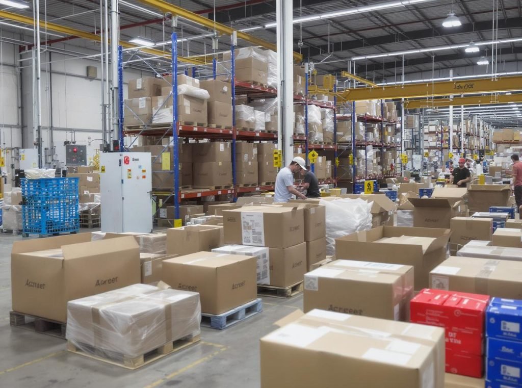 Professional packaging facility showing water-resistant cardboard box manufacturing and quality control