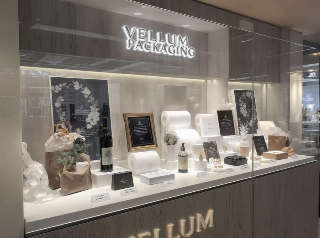 Comprehensive vellum luxury packaging solutions showcase across multiple premium industries
