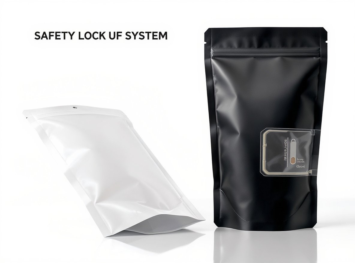 Child-resistant flexible pouch with specialized safety closure mechanism