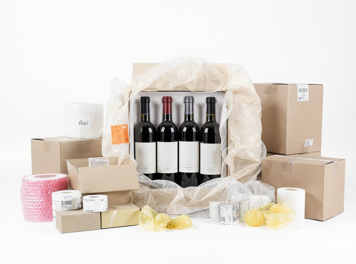 Wine bottle packaging materials foam inserts bubble wrap shipping boxes