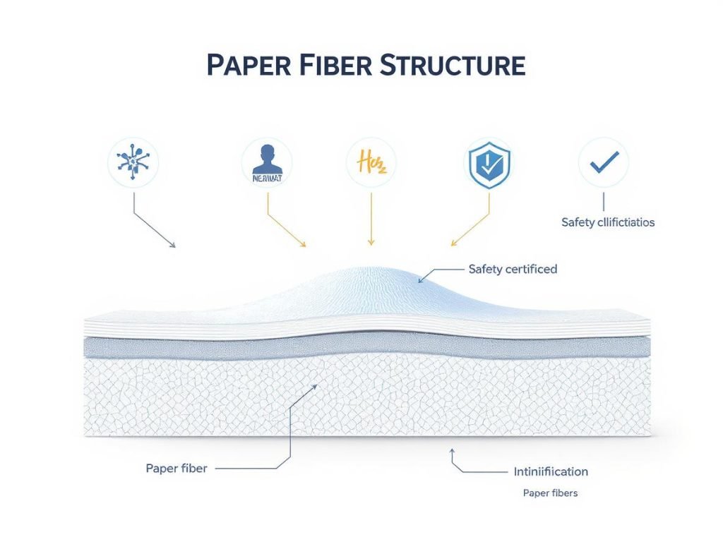 Paper fiber structure showing food safety characteristics and FDA compliance