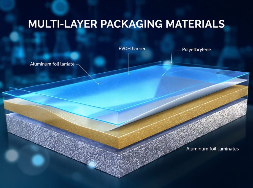 Multi-layer barrier packaging materials for frozen food applications