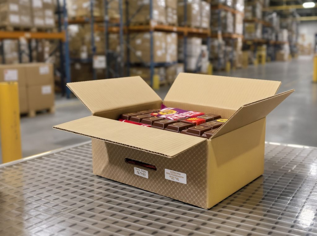 Corrugated cardboard chocolate shipping boxes with protective fluted structure