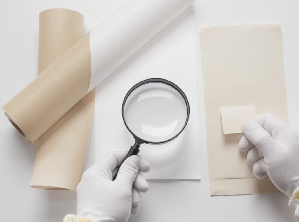 Virgin kraft paper and bleached paper samples for food packaging applications