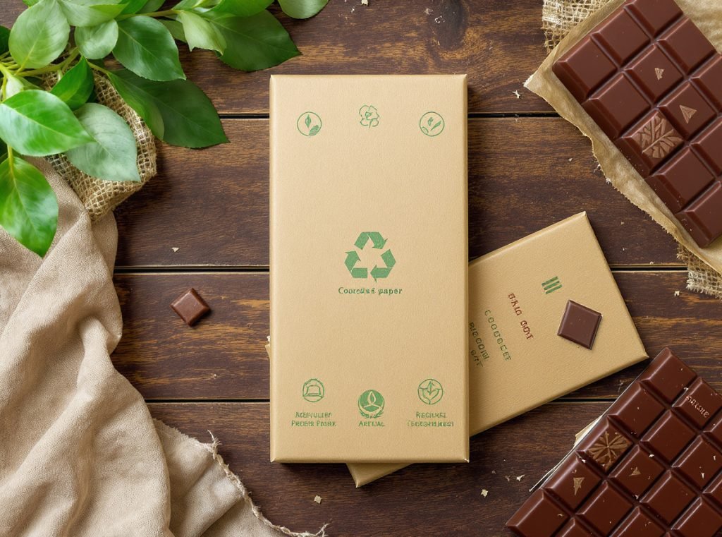 Eco-friendly kraft paper chocolate packaging boxes made from recycled materials