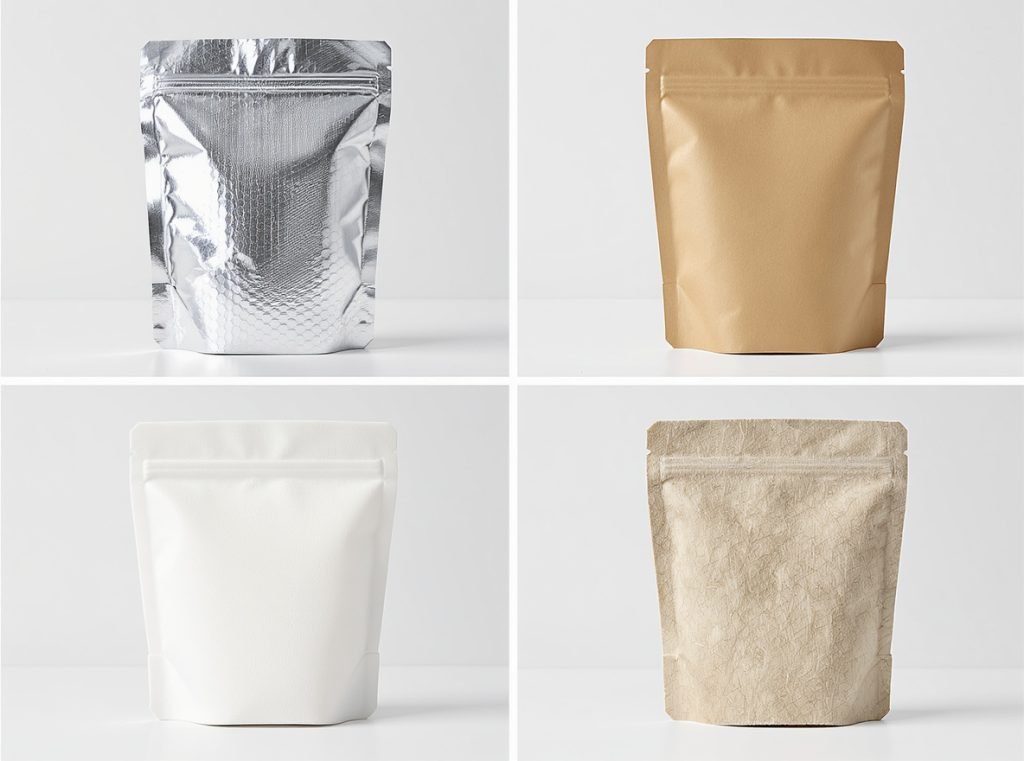Types of insulated pouches - foil bubble, paper-based, polyurethane foam, and natural wool options