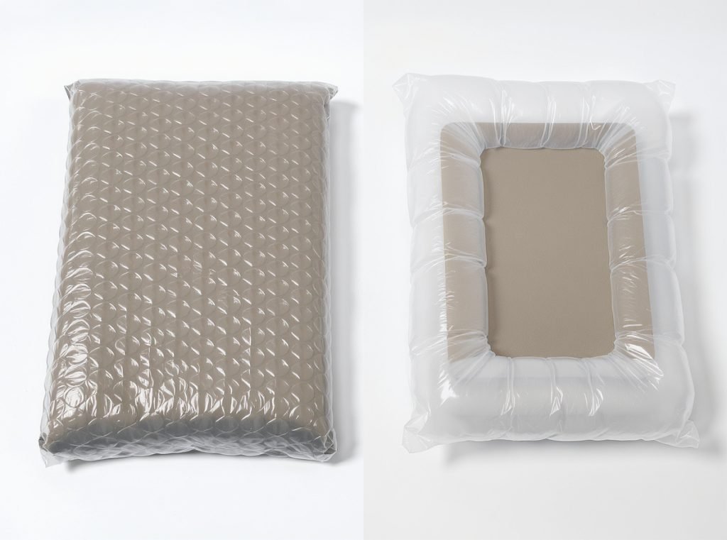 Bubble wrap versus air pillows comparison for void fill packaging protection