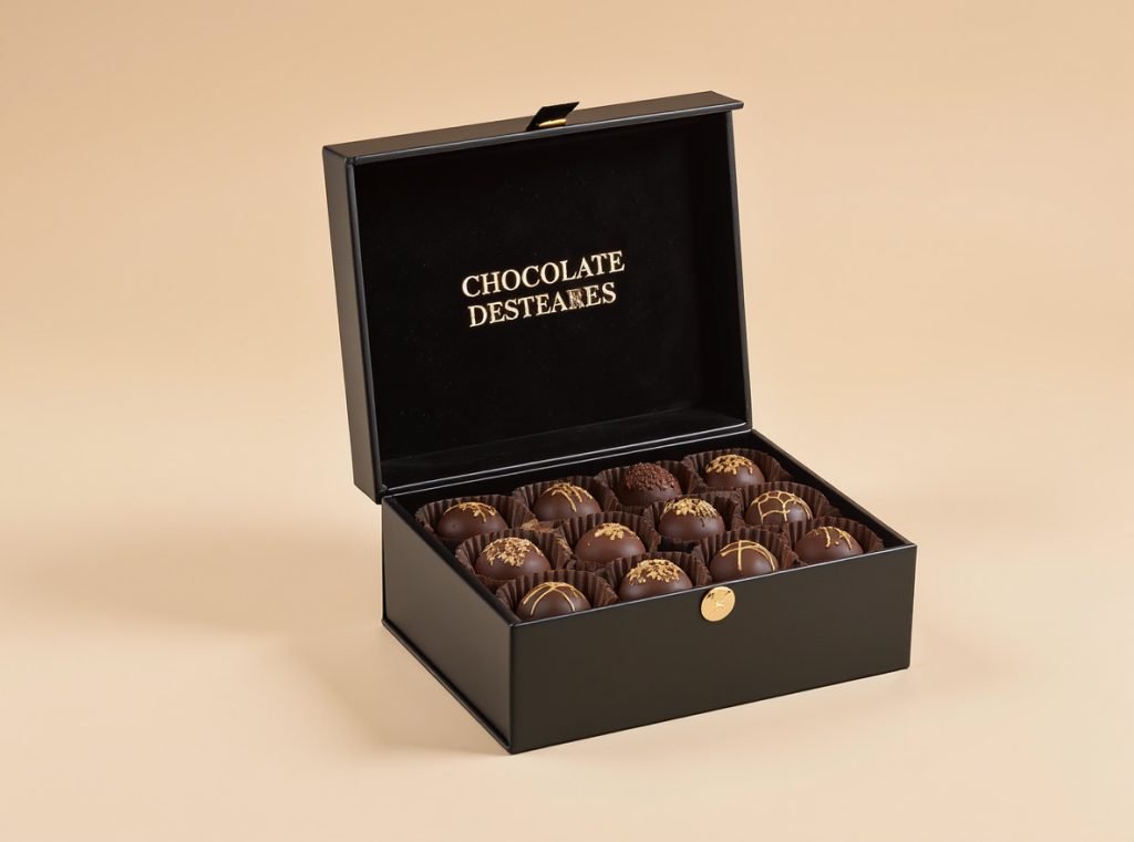 Premium rigid chipboard chocolate gift boxes with luxury finishing and magnetic closure
