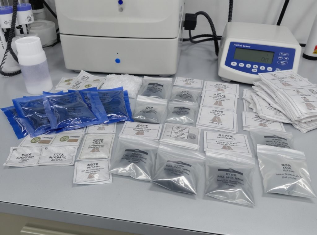 Moisture control systems for tea packaging including desiccant packets and humidity indicators