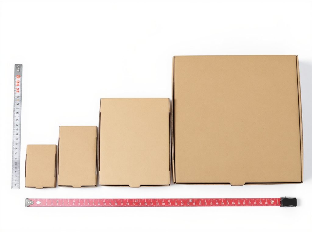 Pizza boxes in standard sizes from 10 inches to 20 inches showing dimensional accuracy