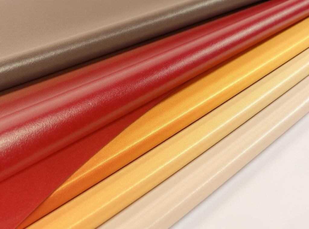 Various laminated paperboard samples showing different finish types for packaging applications