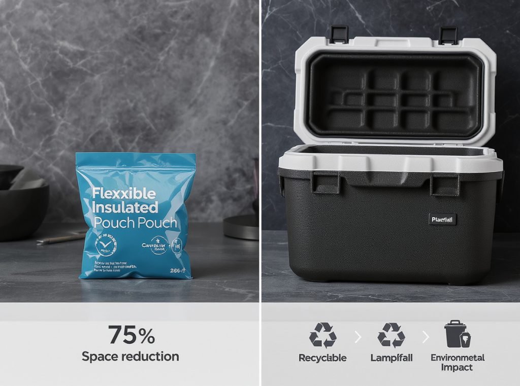 Insulated pouches vs traditional EPS coolers - space savings and cost efficiency comparison