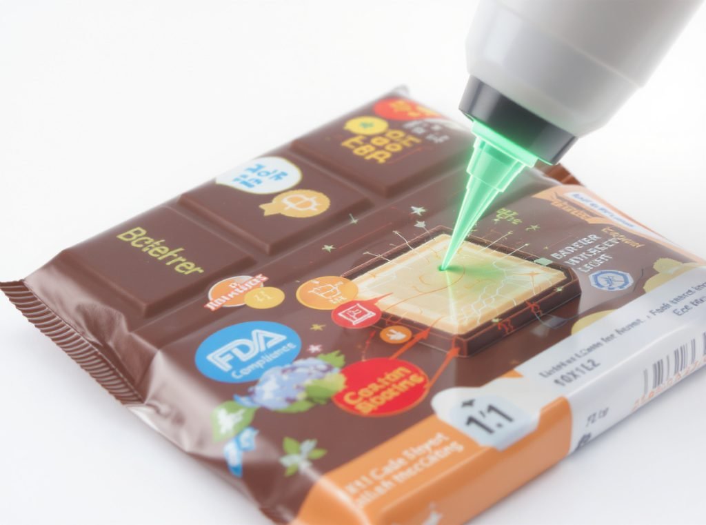 Food-safe coating application on chocolate packaging materials for FDA compliance