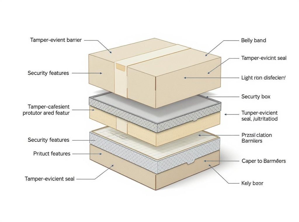 Cross section showing paper belly band protection features tamper evident security layers